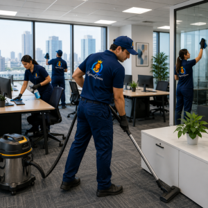 Office Deep Cleaning Services by Azima Queen using professional cleaning equipment and eco-friendly TASKI chemicals.