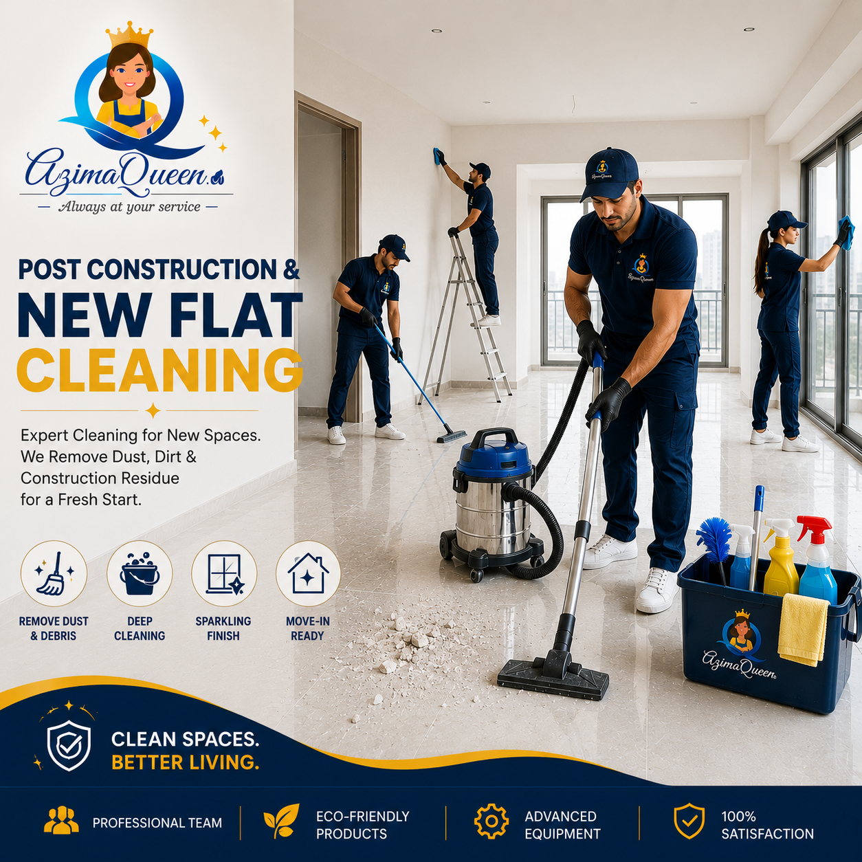 Post Construction & New Flat Deep Cleaning Service in Delhi NCR by Azima Queen